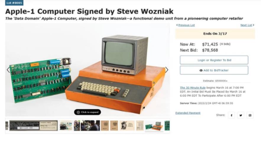 The first Apple computer sold for more than $500,000